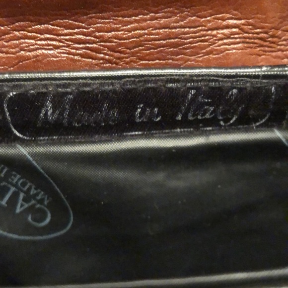 VINTAGE CALYPSO BLACK/BROWN CROSSBODY SHOULDER BAG PURSE MADE IN ITALY - #490 - Picture 5 of 16